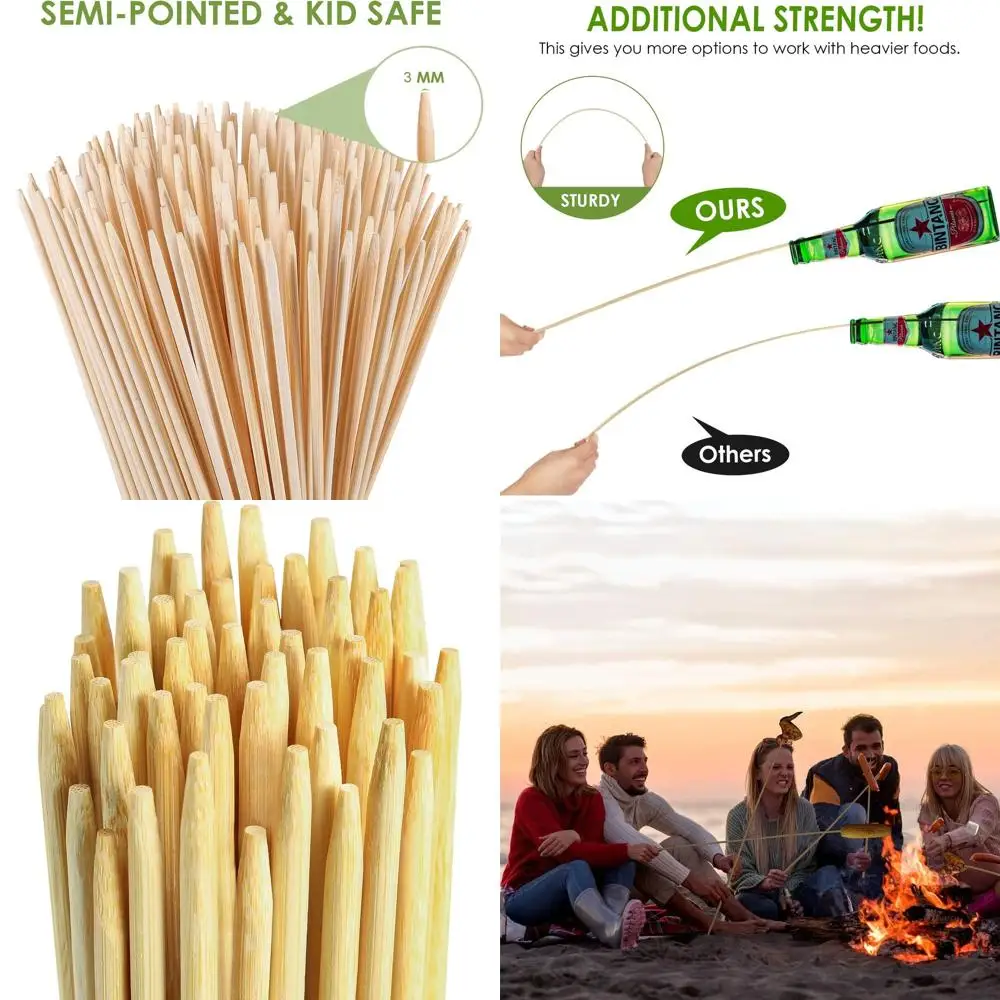 

36 одноразовых бамбуковых палочек S'mores толщиной 5 мм, 240 шт., идеально подходят для кемпинга и уличных огня