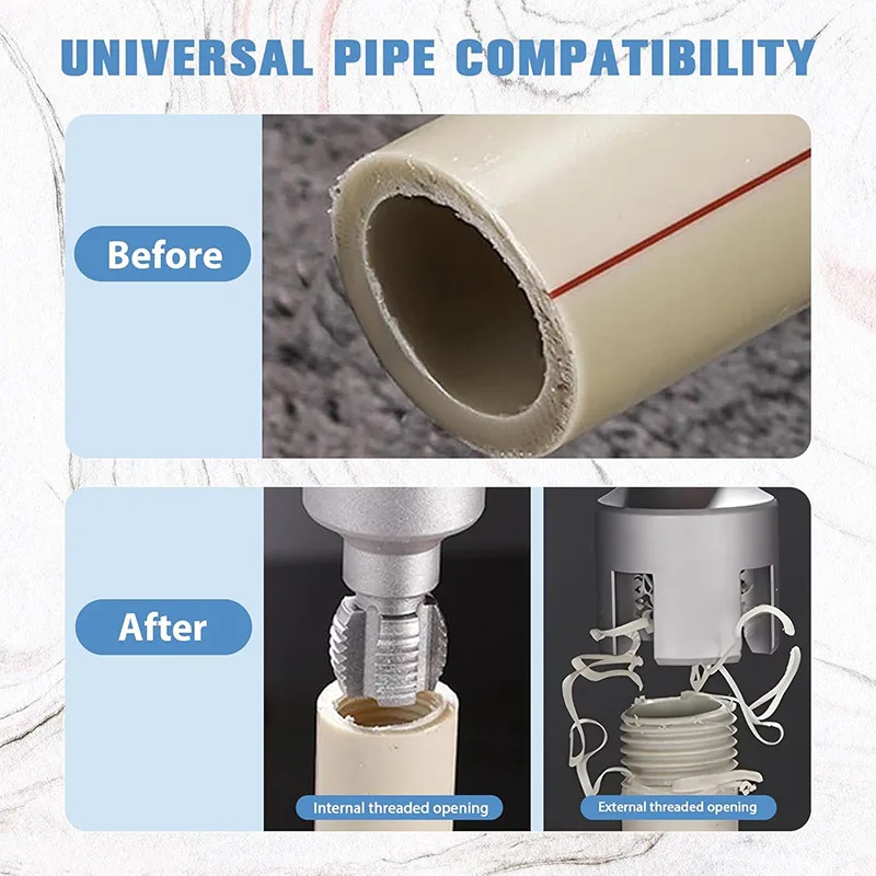 Narzędzie do gwintowania rur wodnych 4/6 - Kompatybilne z wiertarką elektryczną, zestaw do gwintowania rur PVC, narzędzie do tworzenia gwintów PVC 1/2\\\\\\\" 3/4\\\\\\\"