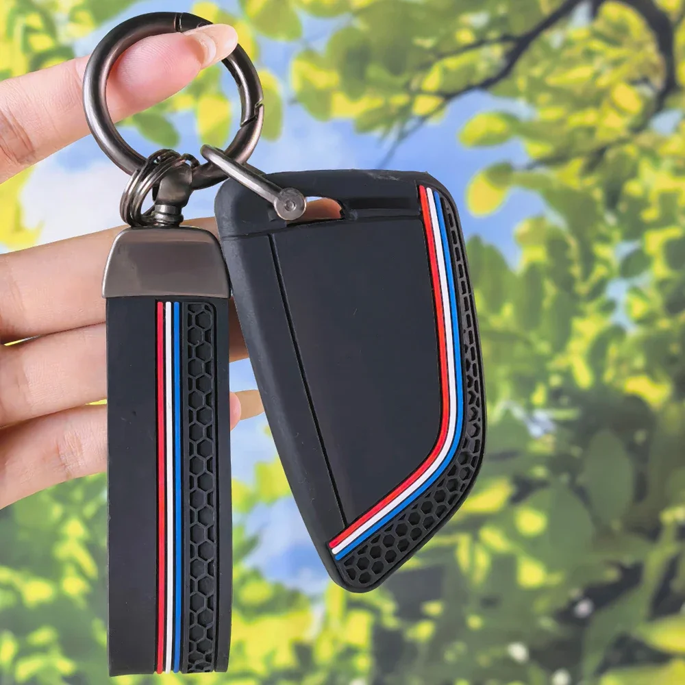 Embossed Honeycomb Fob Cover With Keychain For BMW 1‑7 Series X1 X3 X4 X5 X6 X7 F10 F20 F30 G20 G30 G01 F15 F16 Smart Key Shell