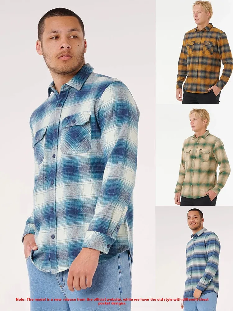 

Rip Curl Men's Flannel Brued irt Long Sve Thi Warm Outerwear Casual Sle Button up Plaid Pattern Winter Coat
