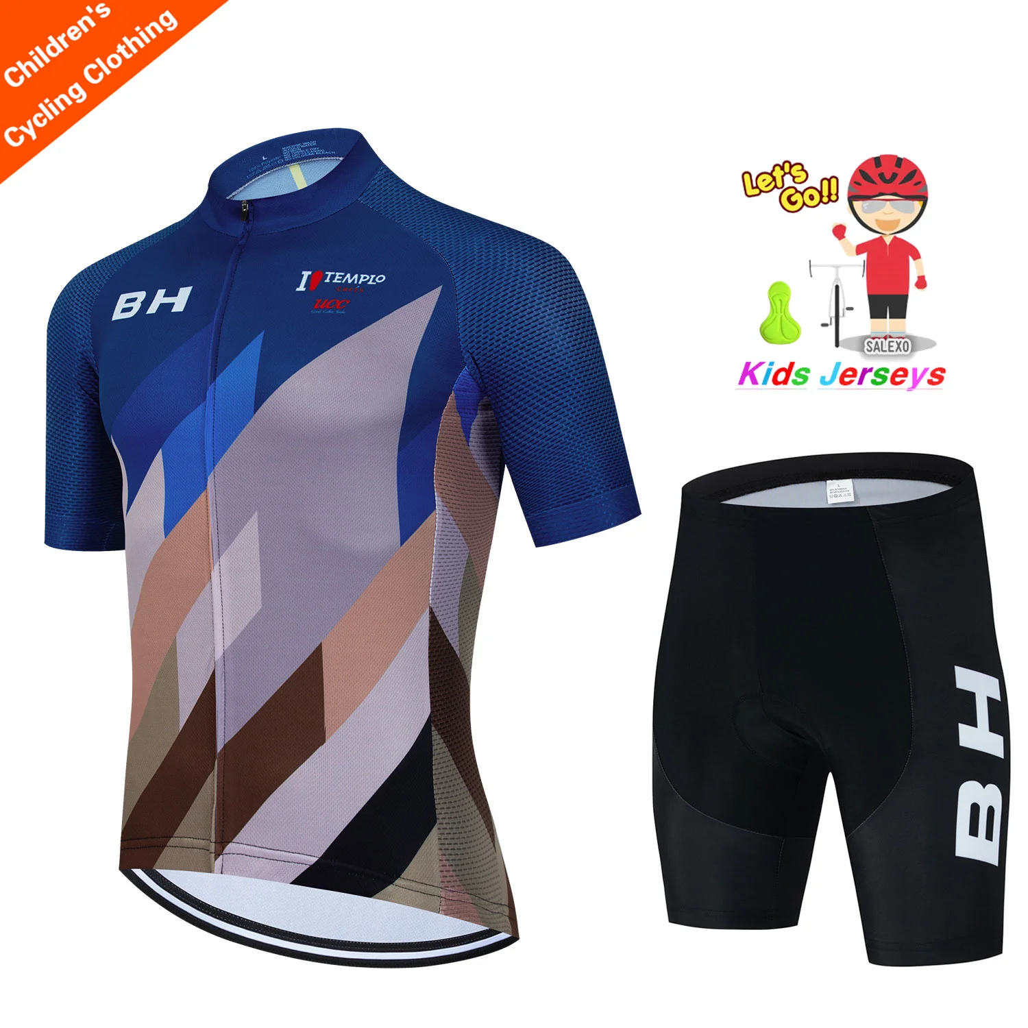 2024 Kids BH Cycling Clothing Summer Children Bicycle Wear Short Sleeve Jersey with Shorts Sets Boys Girls MTB Road Bike Suits