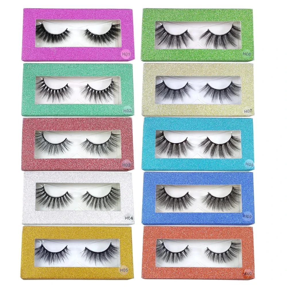 Nerz Wimpern 10 Paare 3d Nerz Wimpern natürliche falsche Wimpern Pack Make-up gefälschte Wimpern Masse – Detail 4