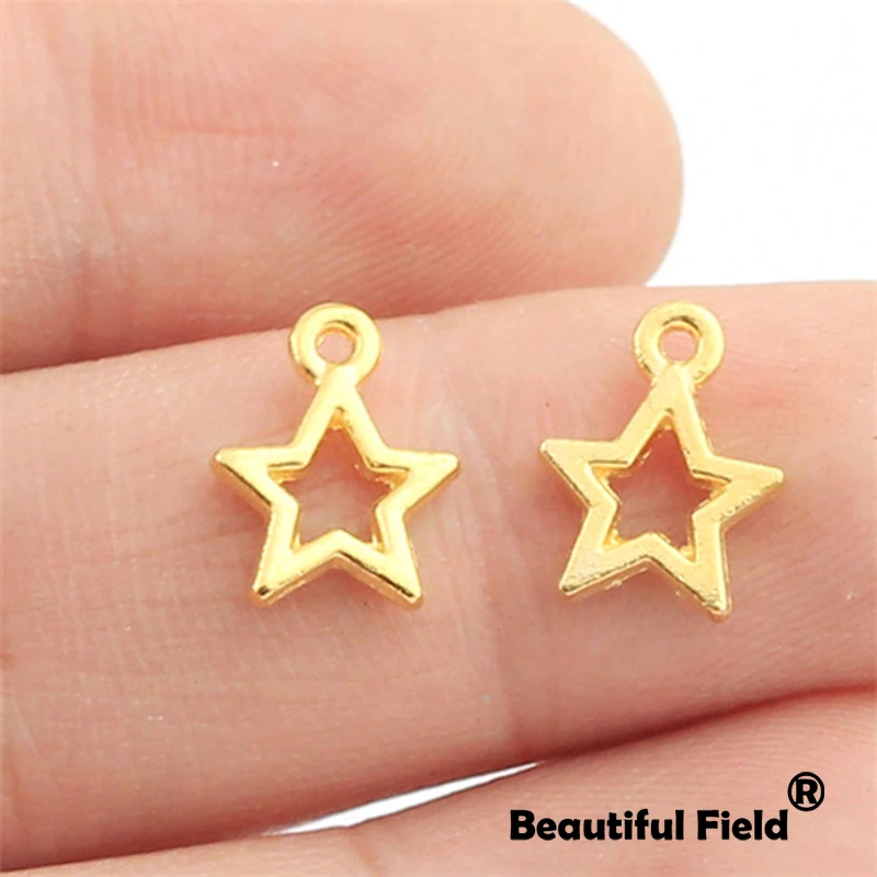 50pcs 13*10mm Antique Silver Bronze Gold Color Plated Handmade Charms Necklace Pendant Five-pointed Star A026