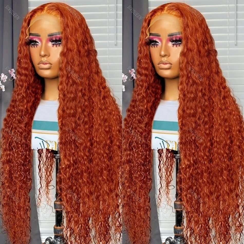 

13x4 13x6 HD Transparent Lace Front Human Hair Wigs Frontal Curly Wigs 100% Natural Brazilian Ginger Deep Wave Hair For Women