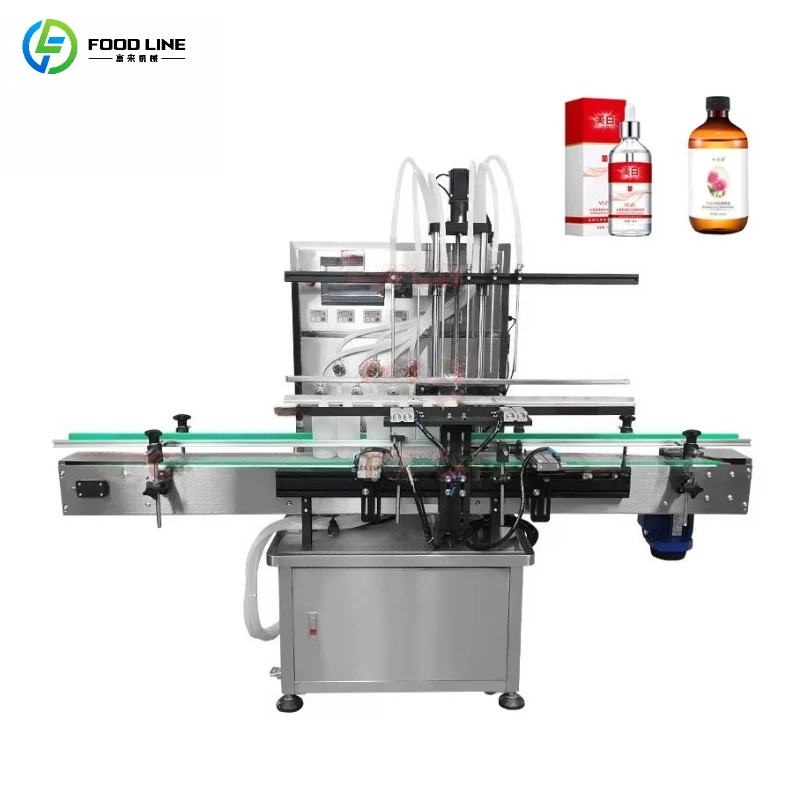 Customized Automatic 6 Linear Heads Magnetic Gear Pump 400ml Cosmetics Perfume Alcohol Liquid Soap Filling Machine