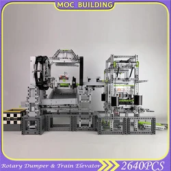 Building Block Sports Model Rotary Dumper & Train Elevator Technology Bricks DIY Assembly Sets Collection Education Toys Gifts