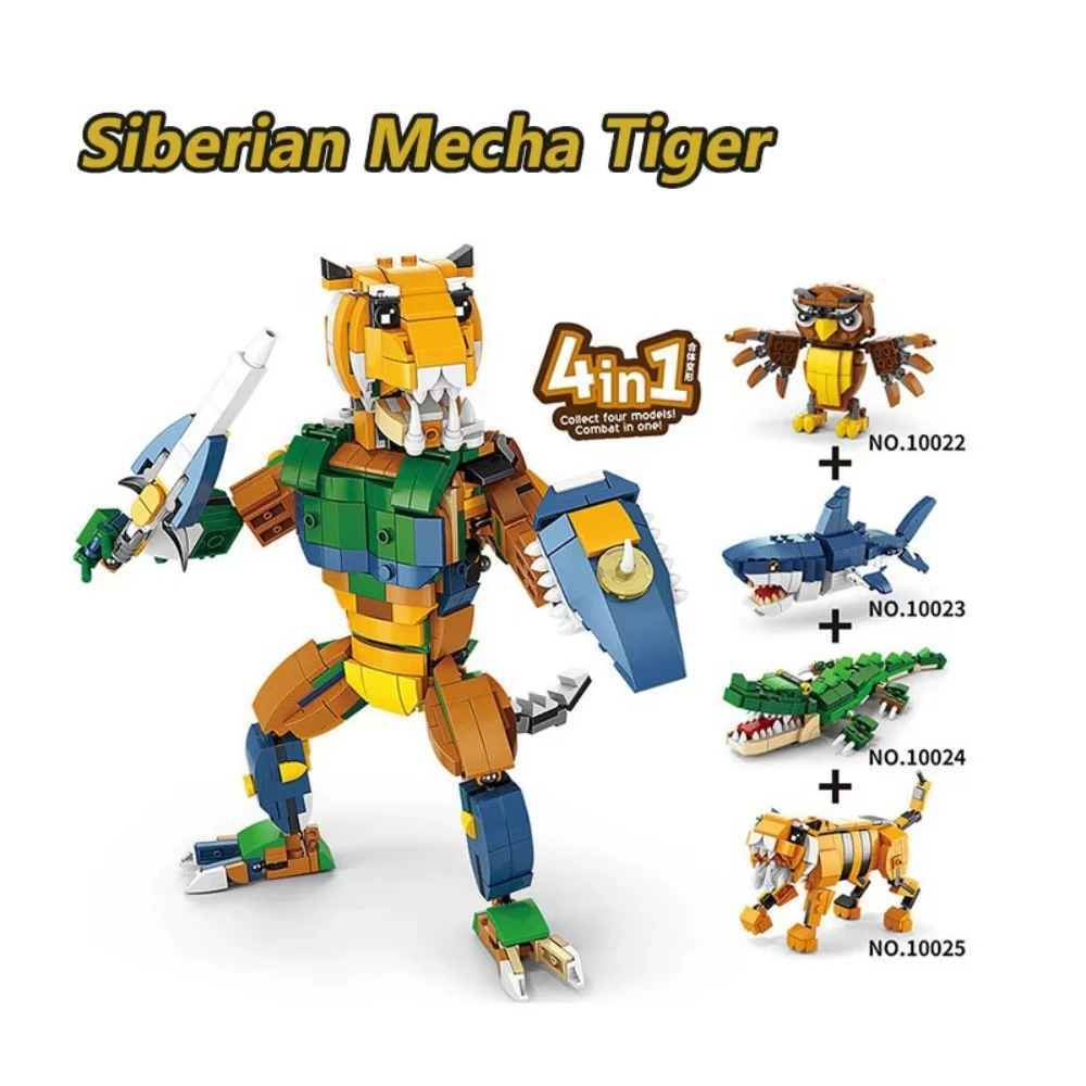 Transformable 4-in-1 Mecha Building Blocks Kit DIY STEM Educational Toys for Kids, Creative 3D Puzzle Gift for Boys Kids