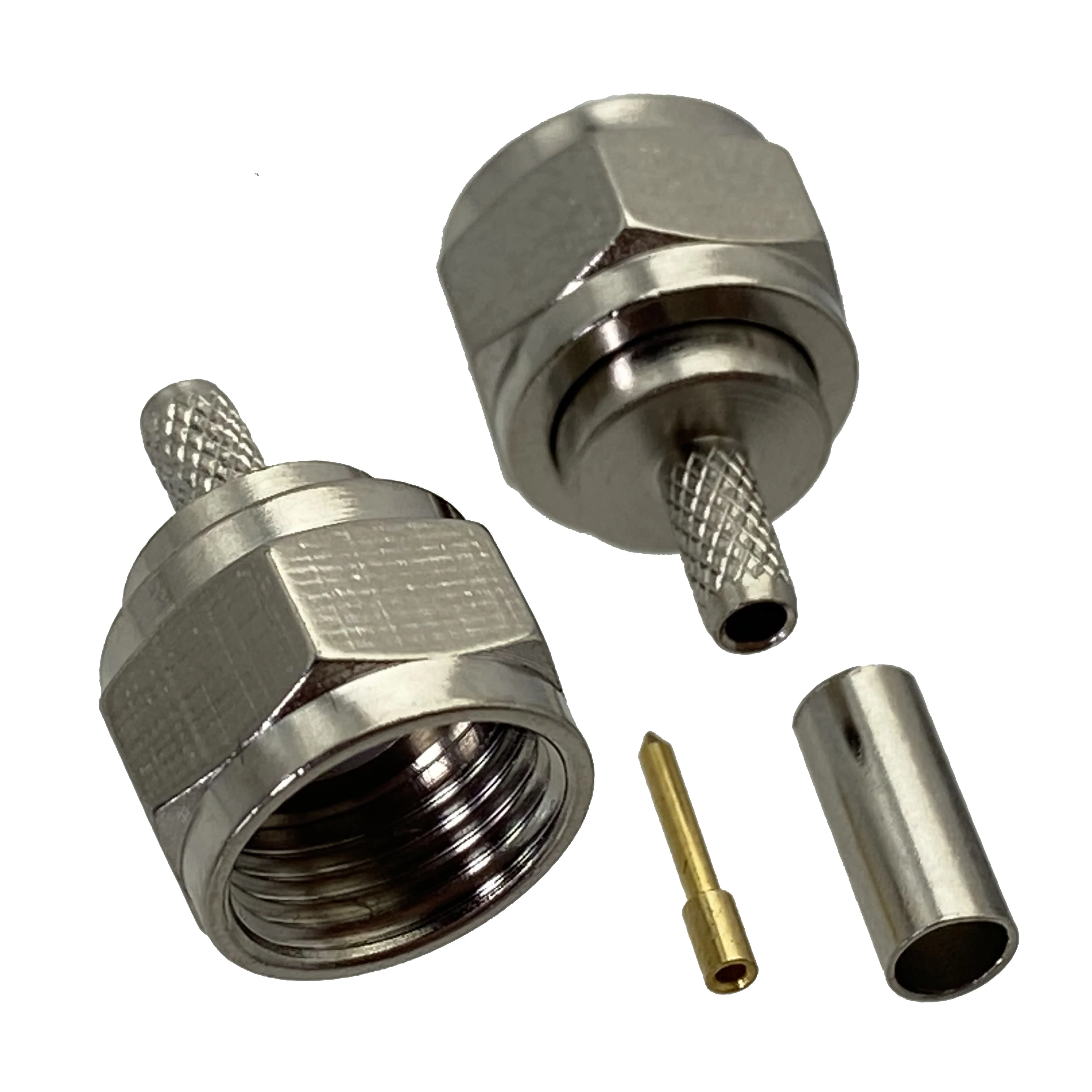 1Pcs F TV Male Plug Straight Crimp RG174 LMR100 RG316 RF Coaxial Connector Brass