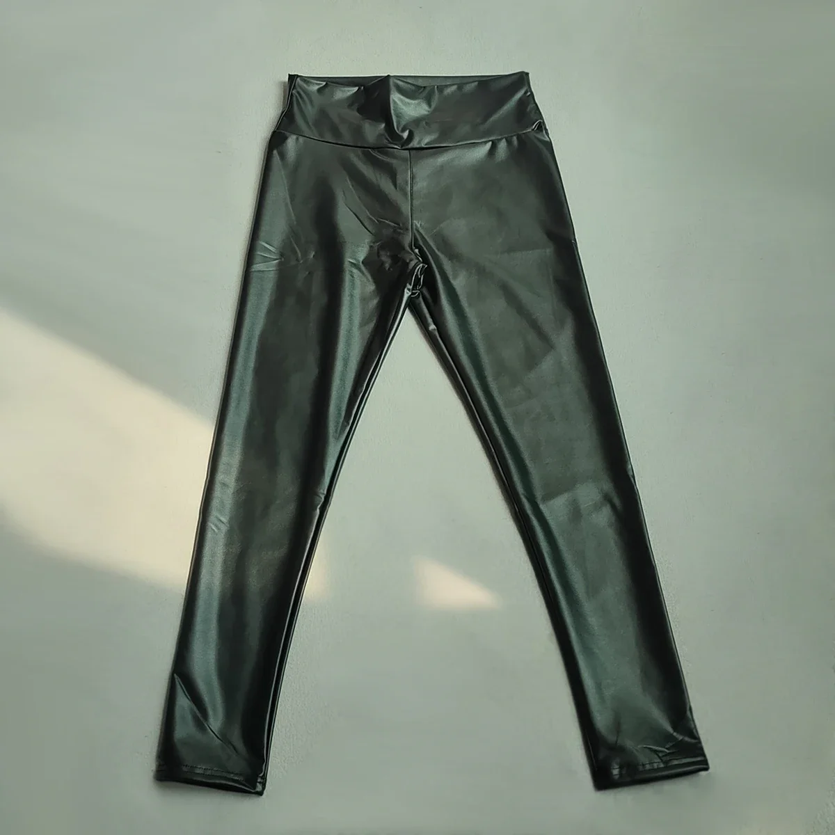 Pantalones de cuero PU negros a la moda, mallas ajustadas de cintura alta para mujer, pantalones elásticos, Jeggings, mallas sexis de piel sintética