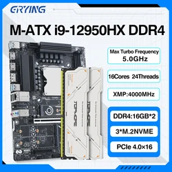 ERYING DIY Gaming PC Motherboard with Onboard CPU Interpose kit i9 12950HX 16C24T 16pcs*2 DDR4 XMP 4000Mhz RAM Desktop placa mae