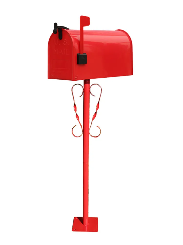 American Style Post-Mount Mailboxes Stand Floor Metal Postbox Outdoor Garden Park Villa  Newspaper Letter Box Bucket Letterbox