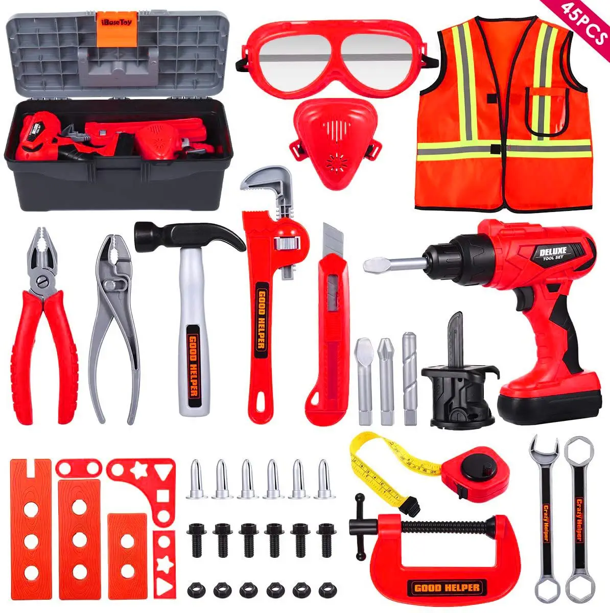 Boîte à outils pour enfants, jouet cadeau, ensemble de jeu, outils de réparation, enfants garçons filles, maternelle, boîte de rangement réaliste incluse