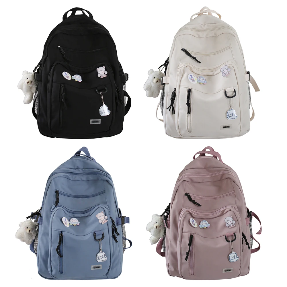 Simple College Backpacks Multi-pocket Casual Aesthetic Backpack Large Capacity Student Knapsack Adjustable Strap for High School