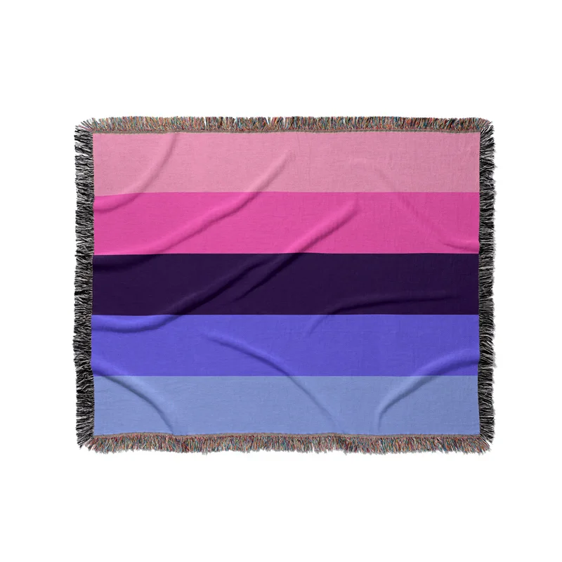 Gaslight Gatekeep Girlboss Omnisexual Pride Flag LGBT Rainbow Jacquard Fringed Woven Throw Blanket