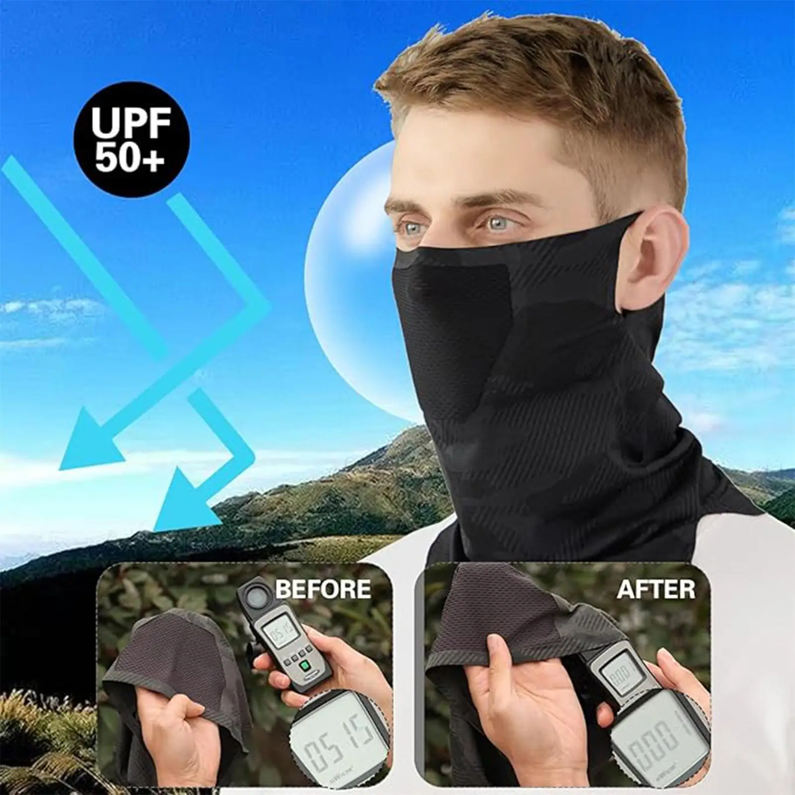 Neck Gaiter Cooling Breathable Scarf Gaiter Face Sun Protection for Men Summer Motorcycle Work Fishing Ski Hiking Outdoor