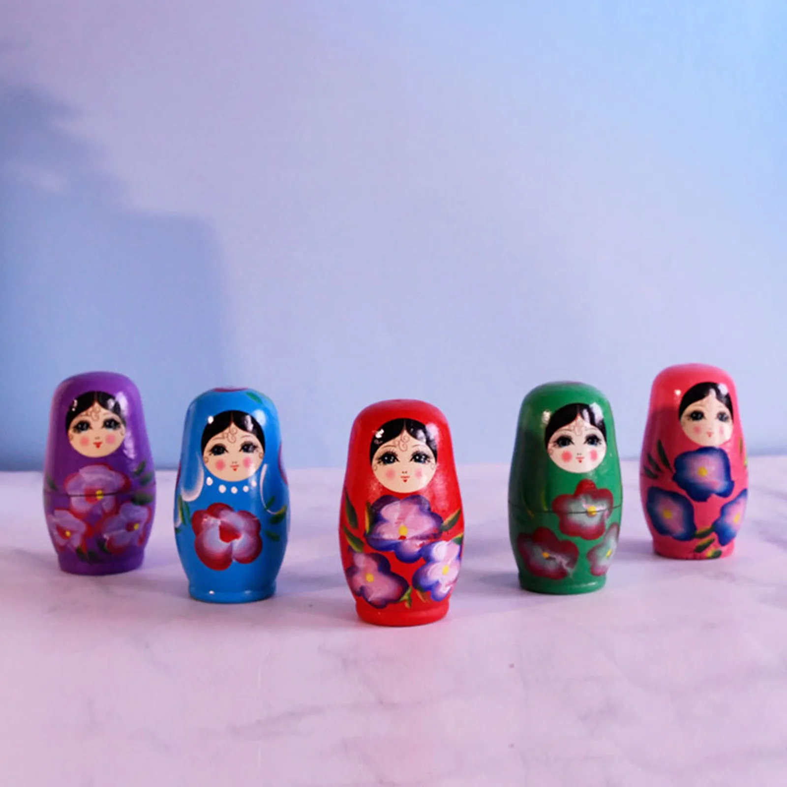 4 Pieces/Set of Wooden Russian Nesting Doll 4 Layers Hand Painted Nesting Christmas Gift for Kids Boy Girl Home Decoration