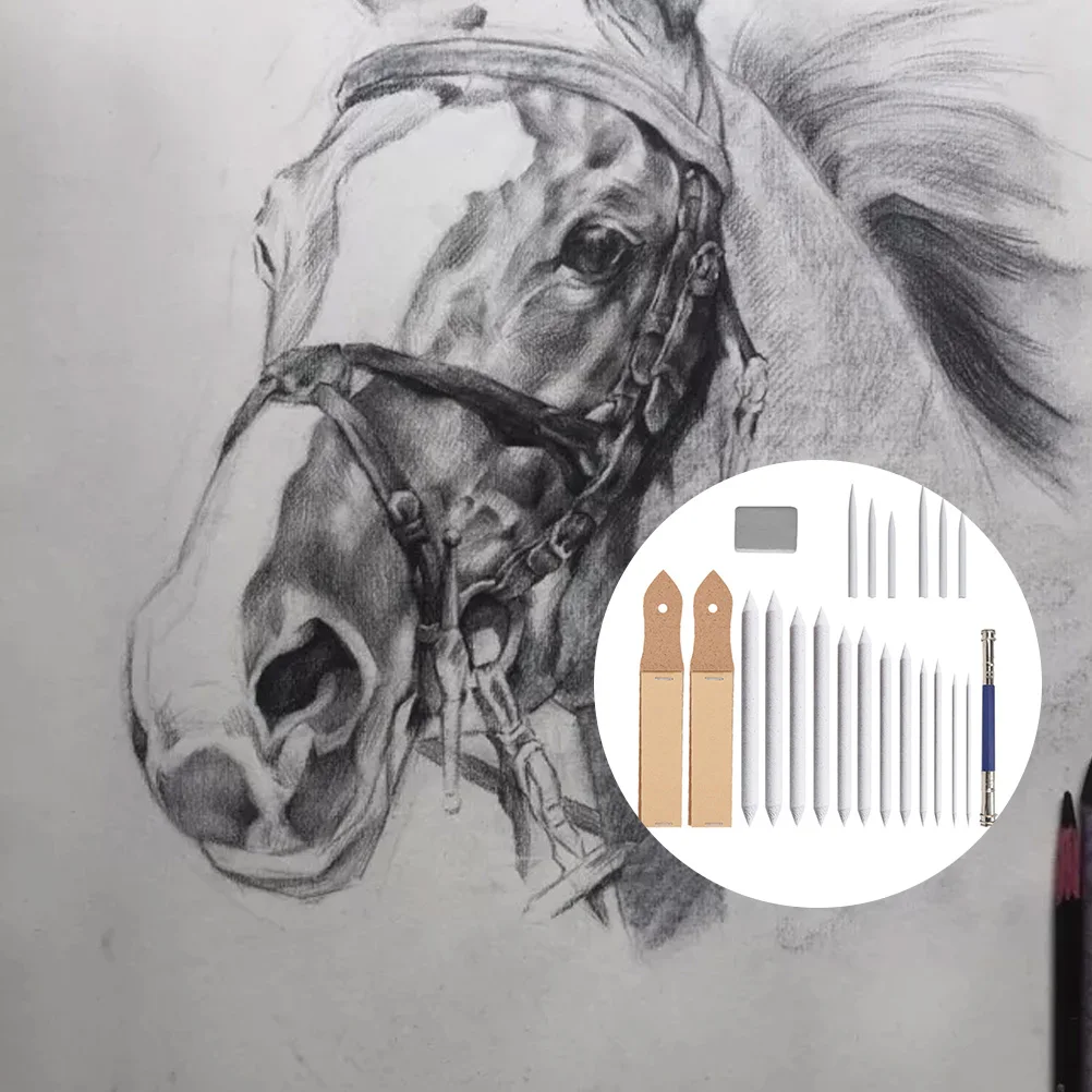 

22pcs Drawing Set Pencil Paper Pen Wiping Smudge Tool Charcoal Painting Stationery Set Sandpaper Block Art Stationery Gift