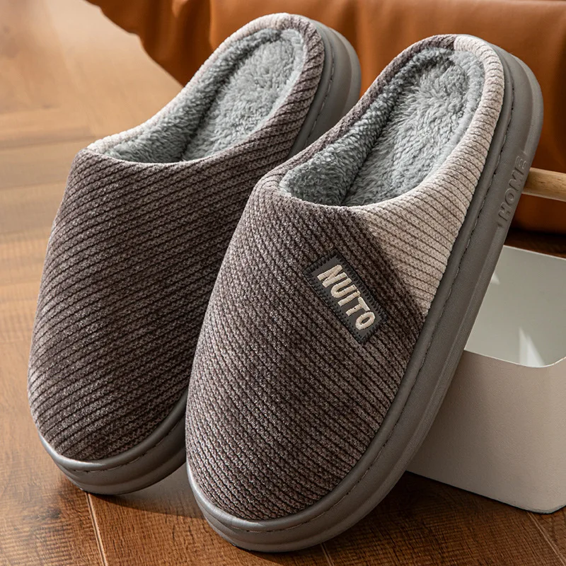 

Men's Autumn Winter Cotton Slippers Couple Home Anti-slip Shoes Women Indoor Warm Plush Lightweight Durable for Daily Home Use