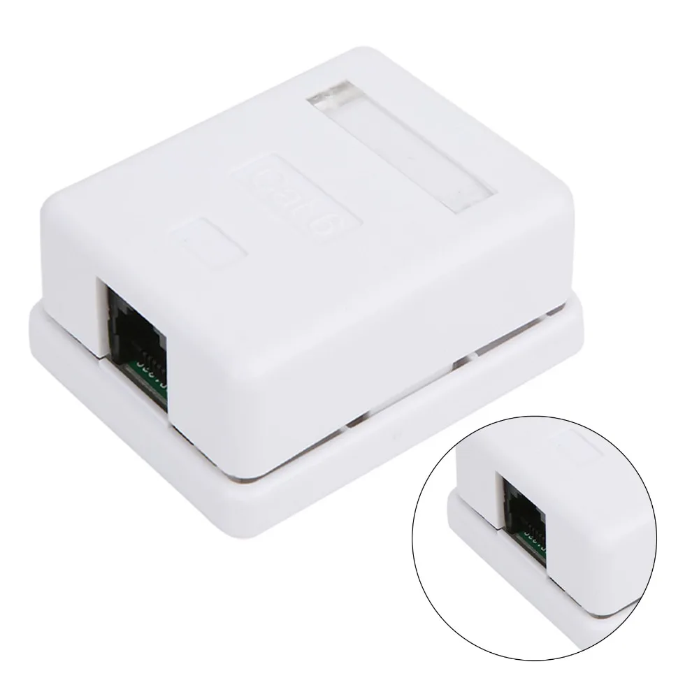 2 Stuks Netwerk Box Cat6 RJ45 Opbouw Box Niet-afgeschermde RJ45-8P8C Opbouw Box Enkele Poort ABS Mount Box Desktop gebruik