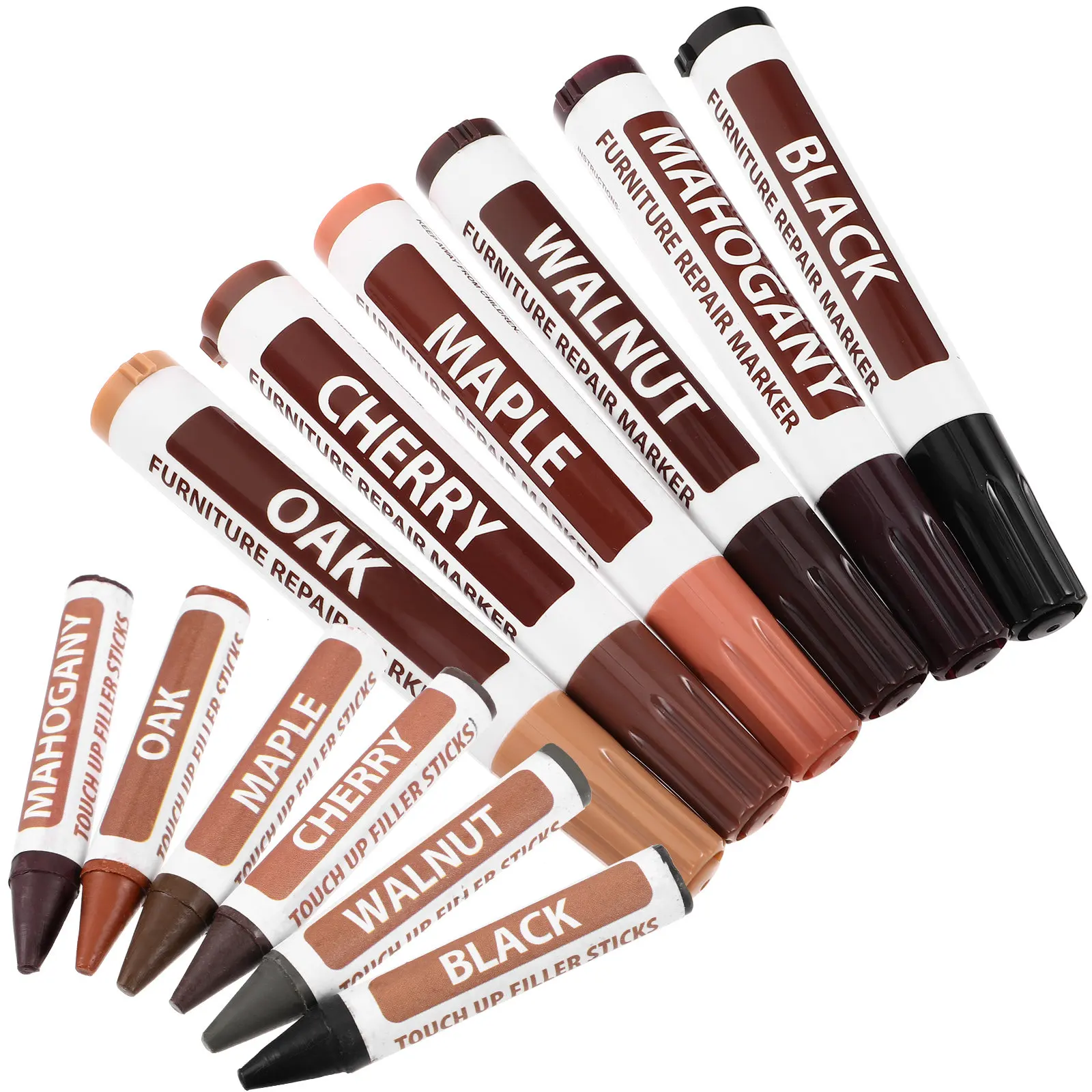 

1 Set Of Furniture Touch-Up Markers Multi-Color Wood Stain Pens Fast Drying Portable For Furniture Repair Kit Paint