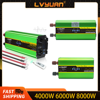 LVYUAN Car Inverter Continuous Power 8000W Peak Power 4000W DC12V-24V to AC220V-240V Portable LCD Pure Sine Wave Inverter