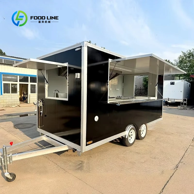 Reboque de caminhão de comida de sorvete móvel totalmente equipado comercial de luxo personalizado para venda na Europa