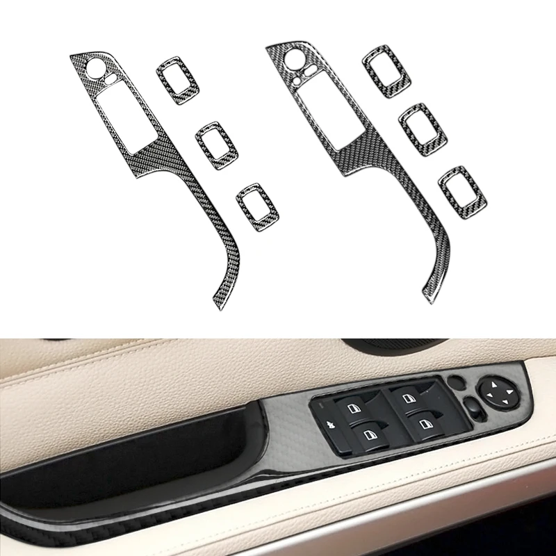 

For BMW 3 Series E90 320i 325i 2005-2012 4pcs Auto Real Carbon Fiber Car Door Window Switch Panel Cover Trim Sticker