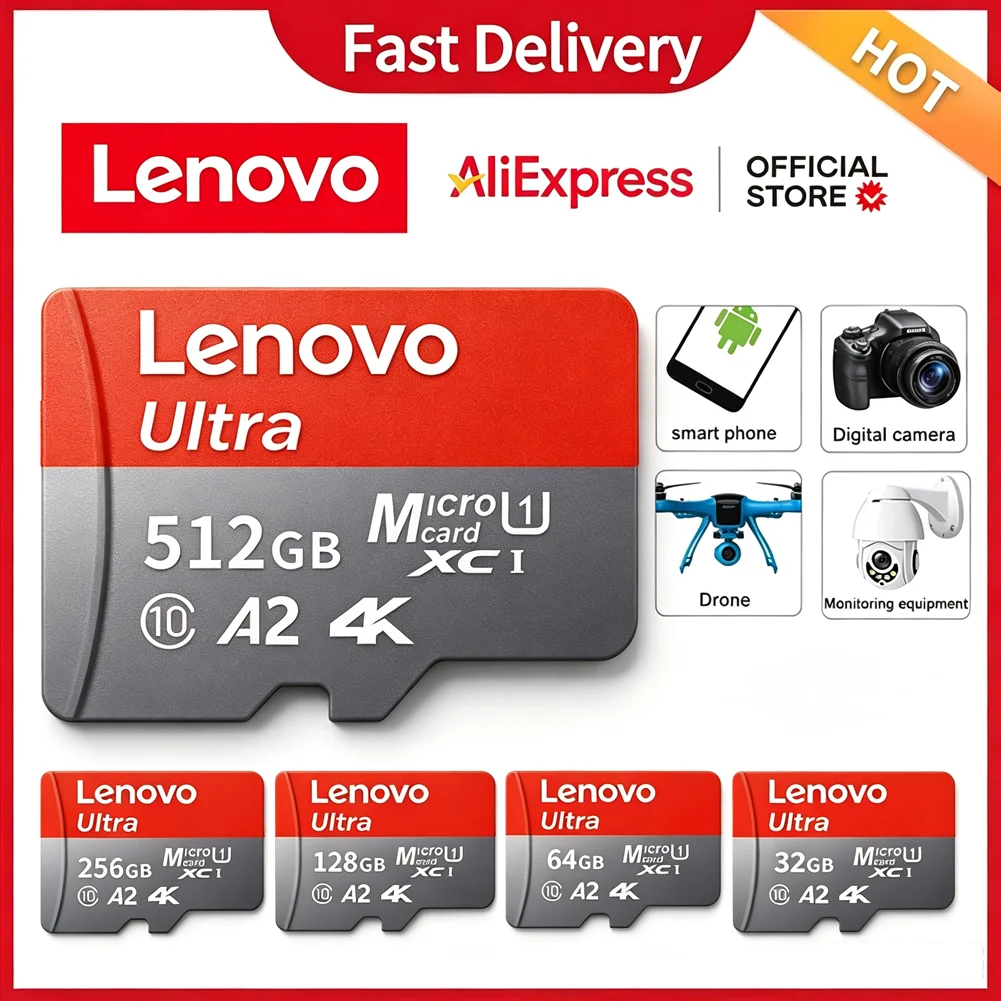 Lenovo 512GB 256GB 128GB 64GB 32GB SD Card Memory Card UHS-II V60 Premium Ultra Speed for Drone Tablet Action Camera Gaming