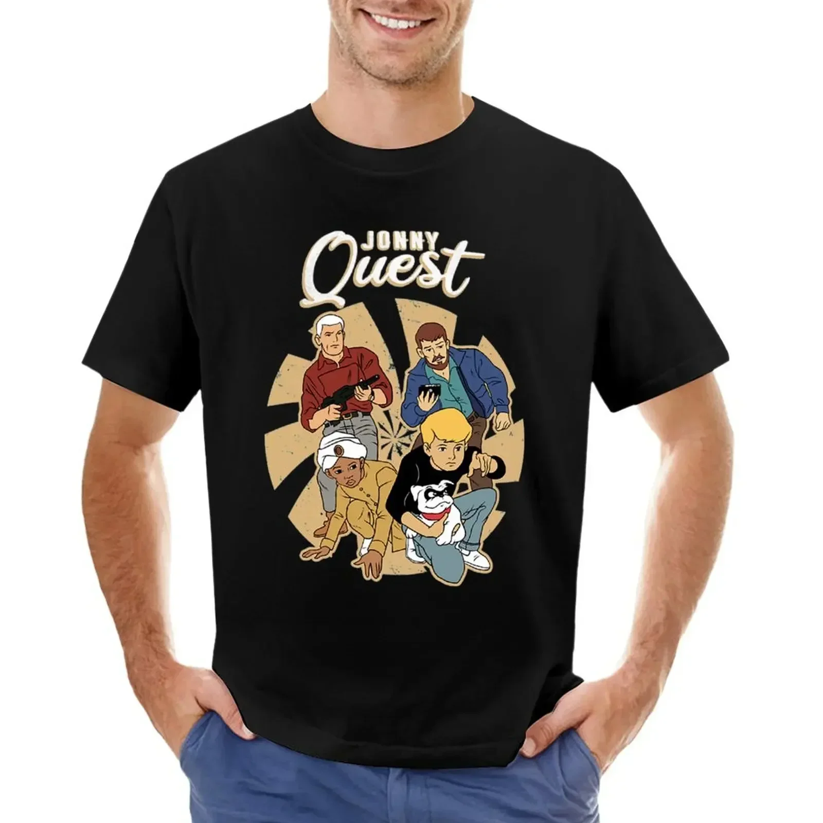 

Jonny Quest T-Shirt Retro Jonny Quest anime for boy plain men heavyweight Round Collar Outfits funny Summer fashion New Arrival