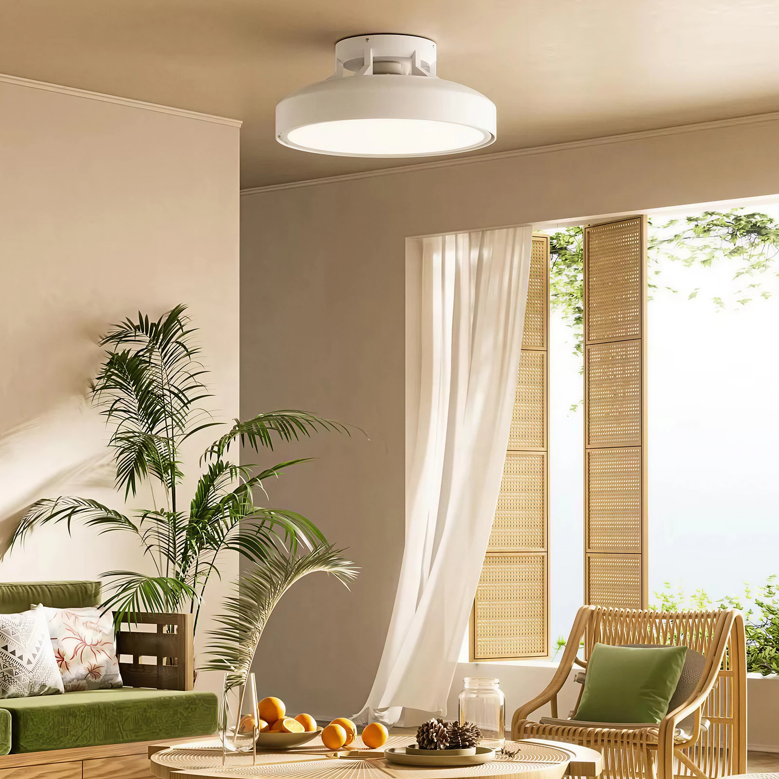 

Bladeless Ceiling Fan with Light Remote Control Dimming Ceiling Lamp Fan Large Lighting Ventilation Fan 6-speed Electric Fan