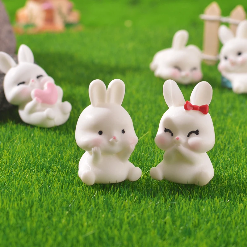 Creative Cute Little White Rabbit Ornament Fashion Kawaii Figurine Crafts Cartoon Desktop Home Decoration Accessories Gifts