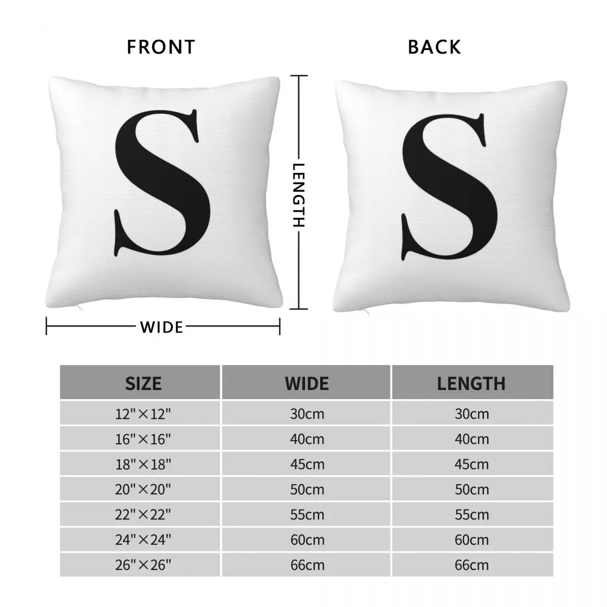 Letter S Monogram Initial Square Pillowcase Polyester Linen Velvet Printed Decor Throw Pillow Case Car Cushion Cover Wholesale