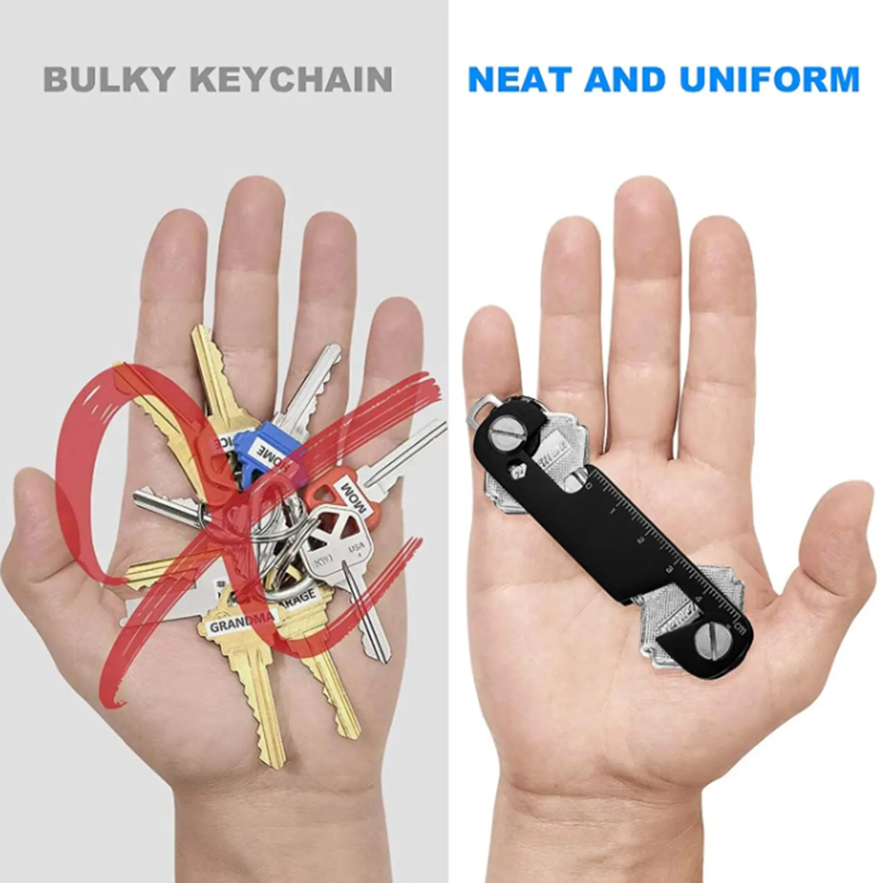 ey Holder for Keychain - Compact Key Organizer for Key Chain, Minimalist Clutter-Free EDC Keychains Key Ring