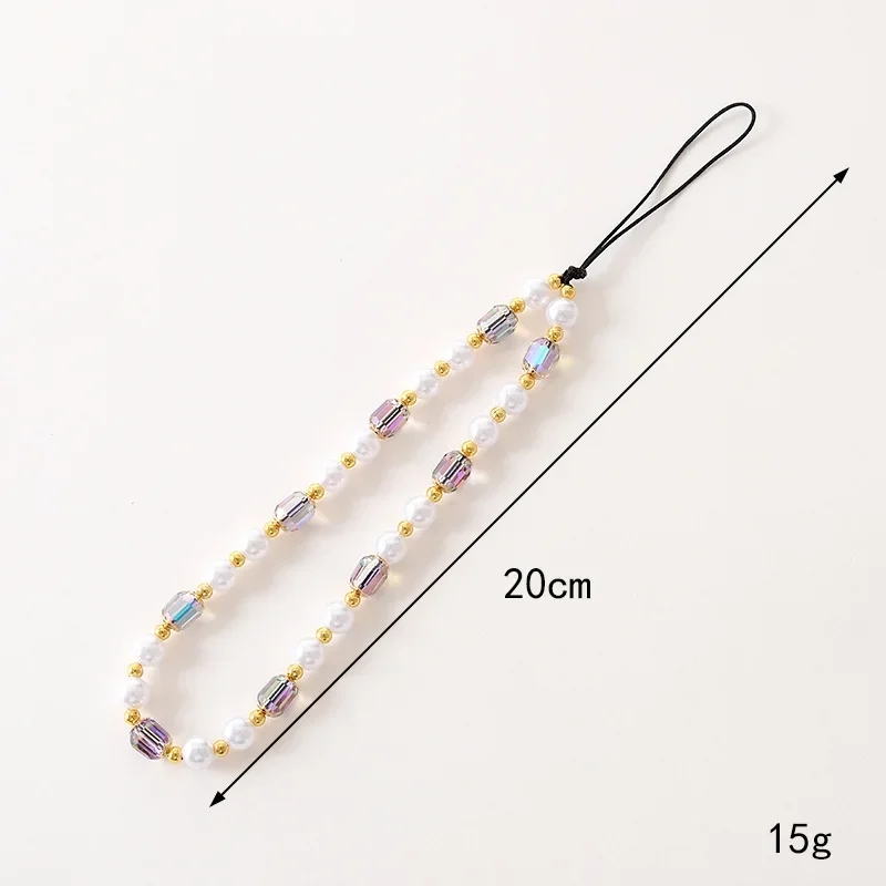 ins niche new pearl mobile phone lanyard light luxury crystal beaded mobile phone chain ccd camera lanyard female anti-lost rope