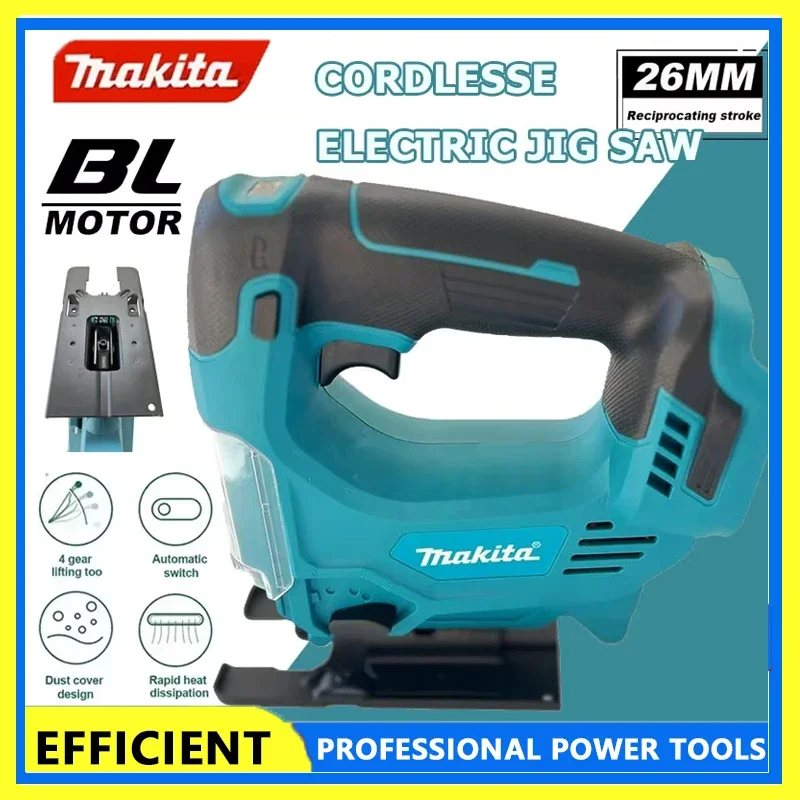 

Makita 18V Portable Cordless Jig Saw 26mm Electric Curved Saw Multi-Function Cutting Woodworking Tool For 18V Battery