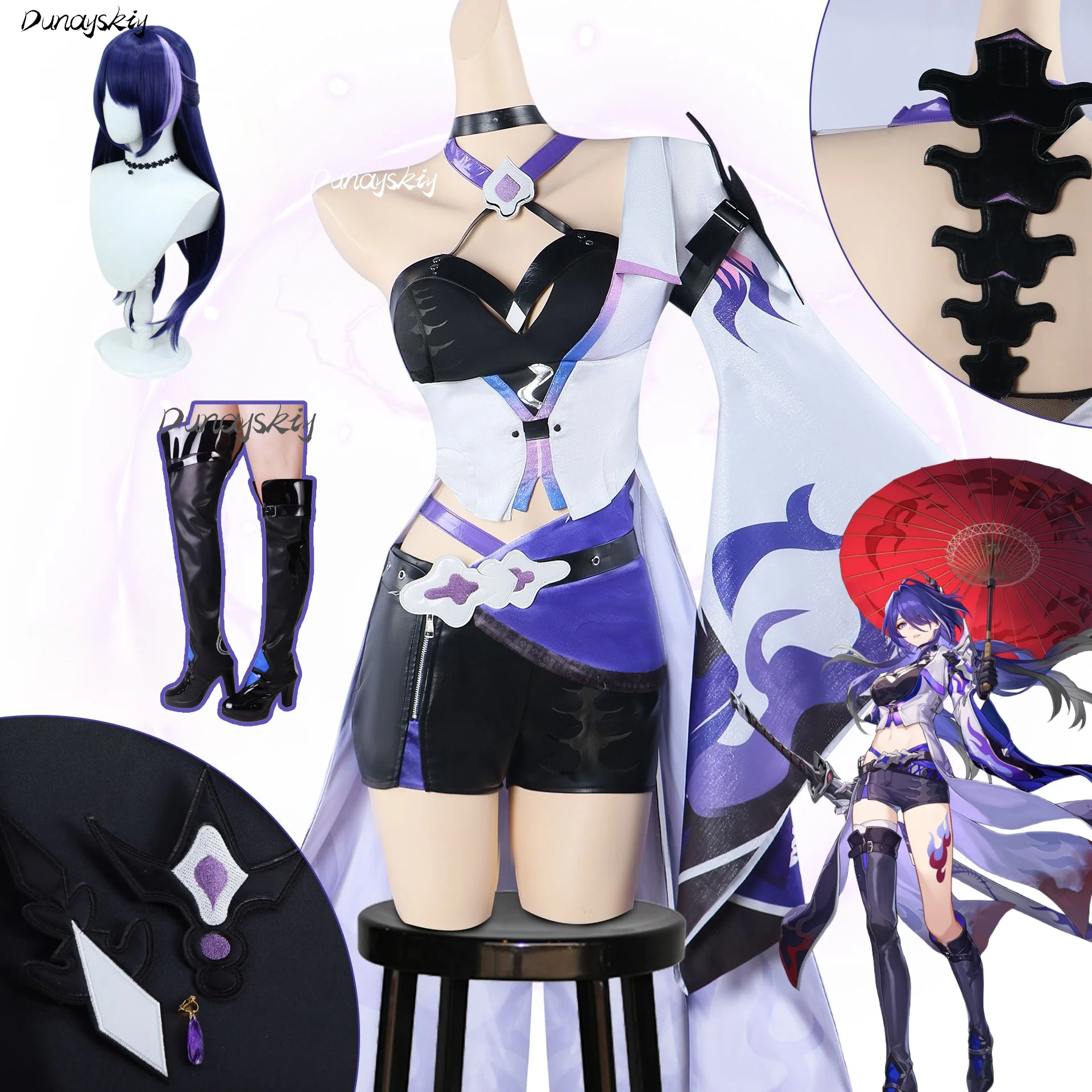 

Honkai: Star Rail Acheron Cosplay Costume Games Hero Character Anime Wig Shoe Dress Up Party Event Costumized Outfit Women