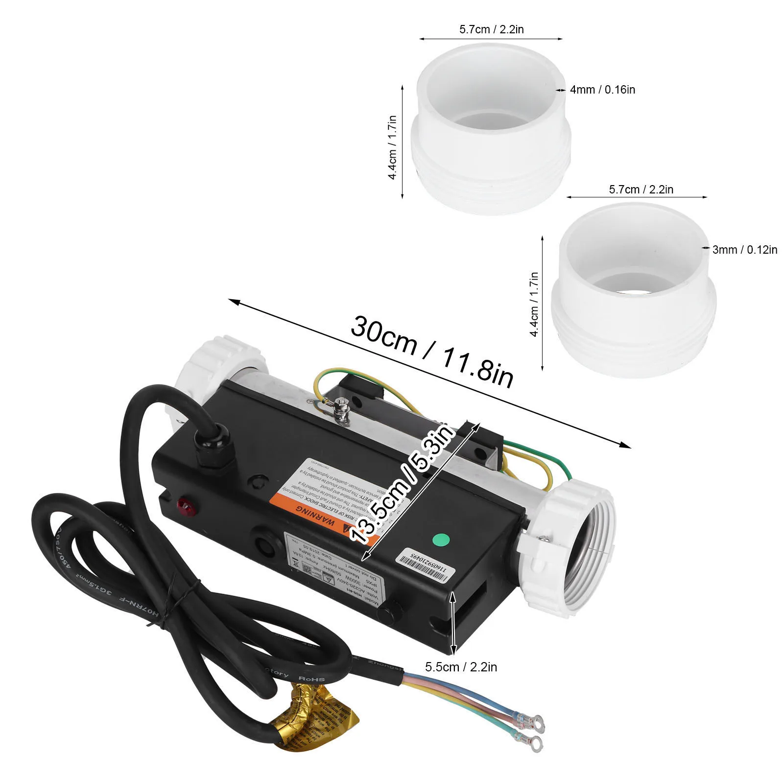 3KW  Bathtub Electric Tankless Water Heater SPA Thermostat Circulating Heating Equipment for Hot and Cold Tubs Bath Thermostat