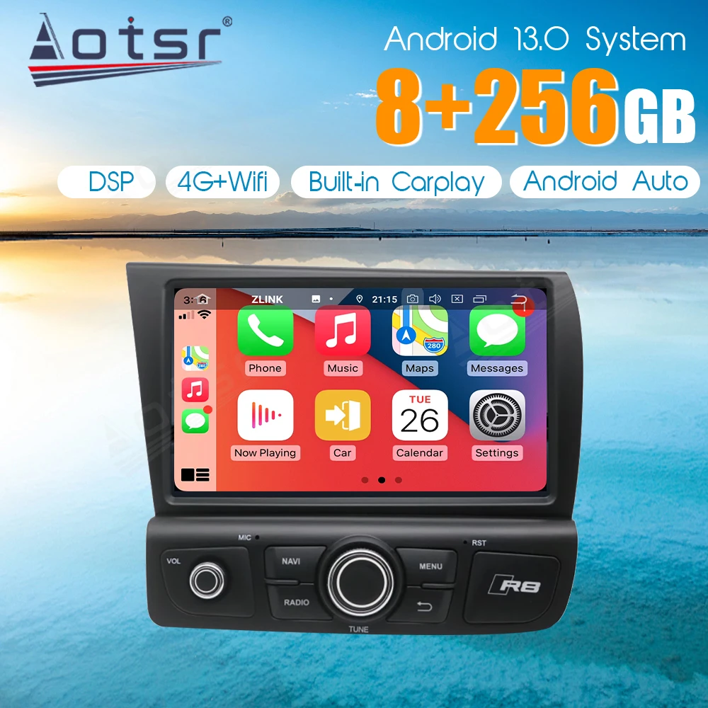 

8 inch Carplay Screen For Audi R8 2007 2008 2009 2010 - 2015 Radio Android Audio Stereo Auto GPS Automotive Multimedia Head Unit