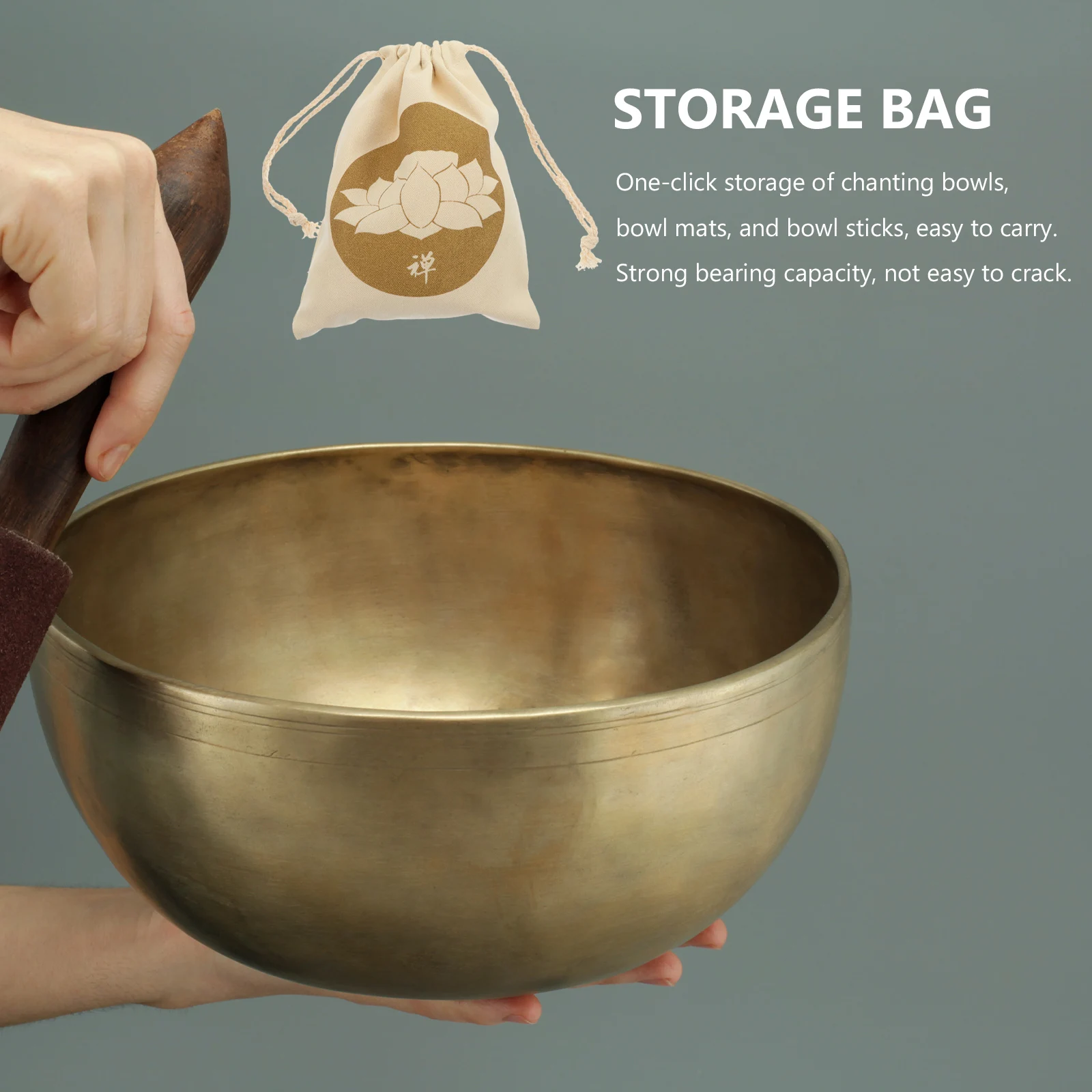 

3 Pcs Music Bowl Storage Bag Singing Carry Drawstring Pouch Packing Bowls Cotton Linen Bride