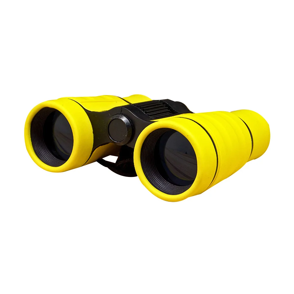 เลนส์ปรับกำลังขยาย 4 เท่าสำหรับเด็ก กล้องส่องทางไกลสำหรับกิจกรรมการศึกษาธรรมชาติและดูนกกลางแจ้ง พร้อมสายคล้องคอ สีเหลือง