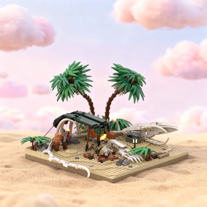 

Набор для сборки модели «Пиратский лагерь на кости кита» (663 детали), MOC, архитектурный конструктор, развивающая игрушка, идея для подарка на Рождество