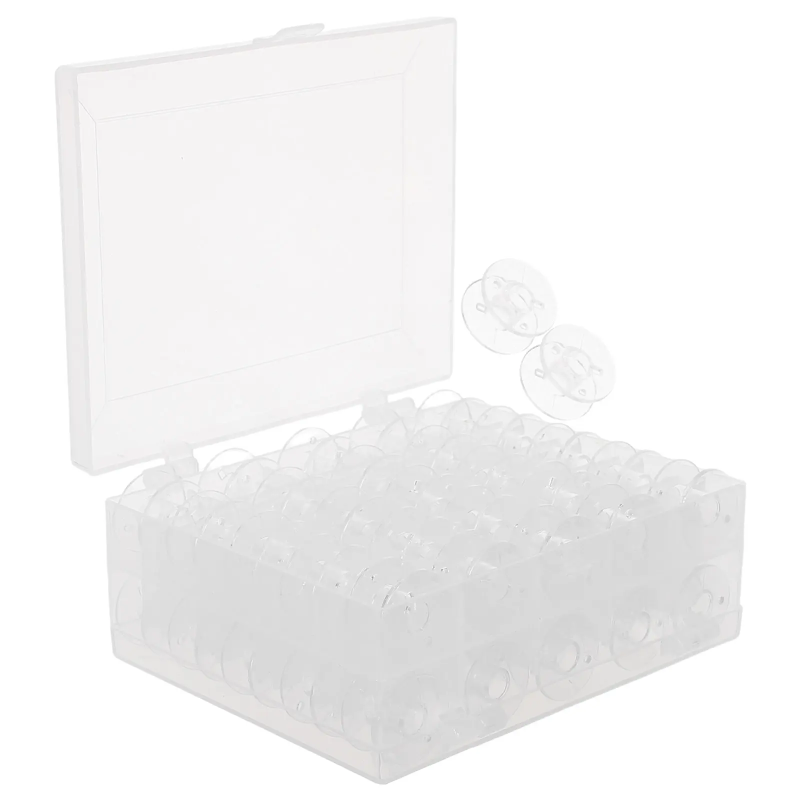 50Pcs Transparent Sewing Bobbins Plastic Thread Spools Storage Box Smooth Thread Guide for Sewing Embroidery Accessories
