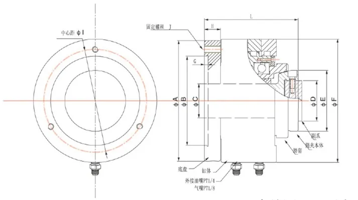 High Precision Rotary Pneumatic Hydraulic Chuck for Cutting CNC Machine