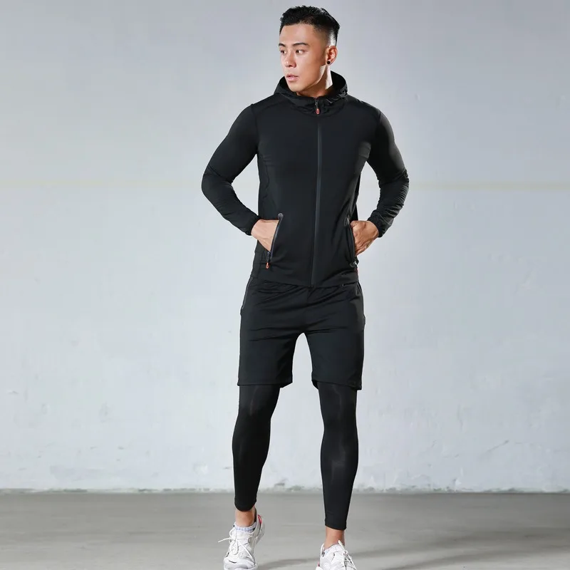 4pcs Fitness Clothing Set Breathable Sweat Absorbent Running Climbing Training Bottoms with Pockets Running Pants Gym Set