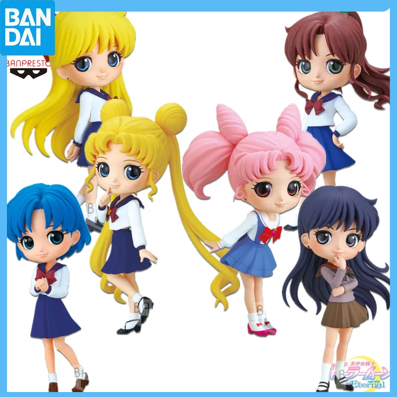 

Original Bandai Qposket Sailor Moon Eternal School Uniform Mizuno Ami Anime Action Figure Toys For Boys Girls Christmas Present