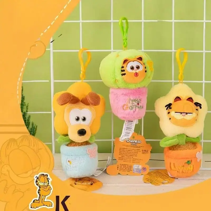 Kawaii Little Garfield Kaktusball-Schlüsselanhänger, süßer Odie-Topfpflanzen-Anhänger, Rucksack, Reißverschluss, Dekoration, Geschenke für Jungen und Mädchen