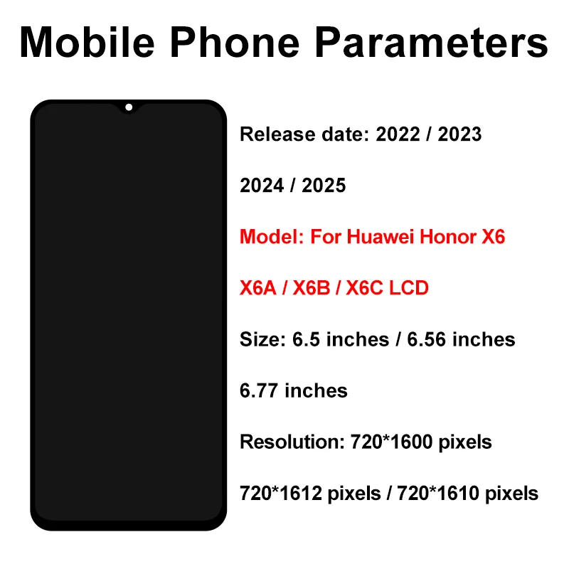 OEM LCD For Huawei Honor X6 Display X6A Touch Screen Digitizer Panel Assembly For Honor X6B LCD X6C Screen Replacement Parts