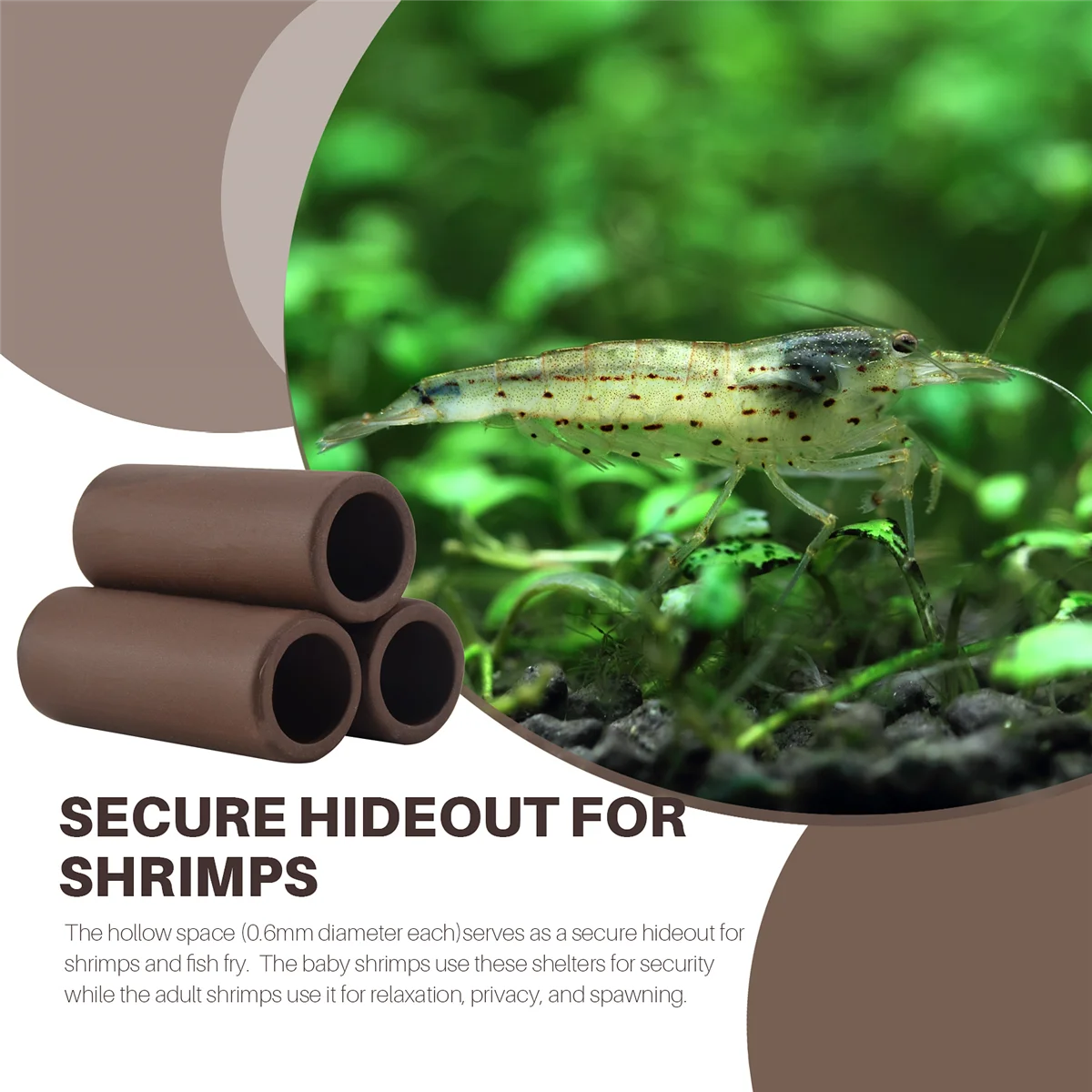 3 Pcs Brown Ceramic Shelters - Shrimp Habitat, Breeding Tube, Hiding Cave Y