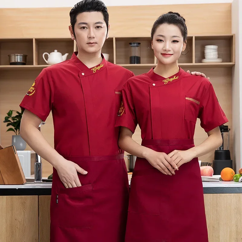 Ropa de trabajo para cocina, restaurante, cocinero, tienda de Catering de verano, Ropa de Trabajo transpirable, servicio de comida, monos de Chef, chaqueta de Chef