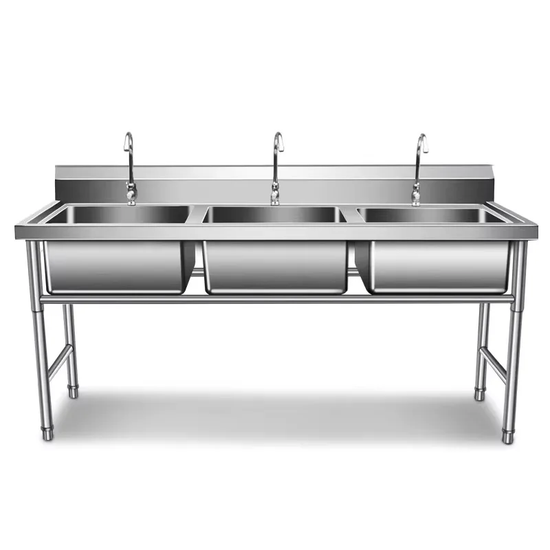 Customized Factory Direct Restaurant Commercial  Kitchen Stainless Steel 3 Compartment Sink for Restaurant and Outdoor PX